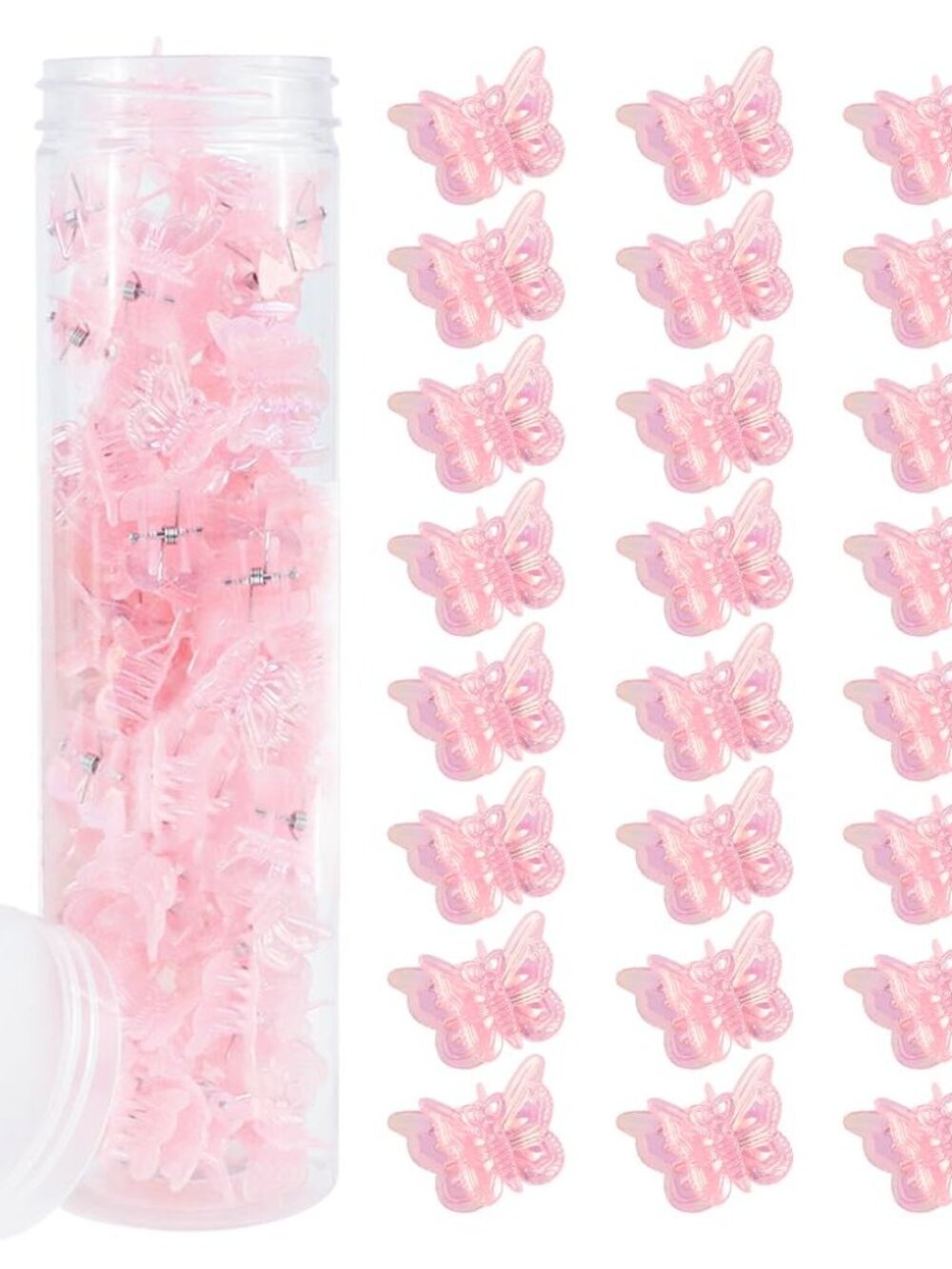 60PCS Mini Pink Butterfly Hair Clips for Y2k Hair Accessories